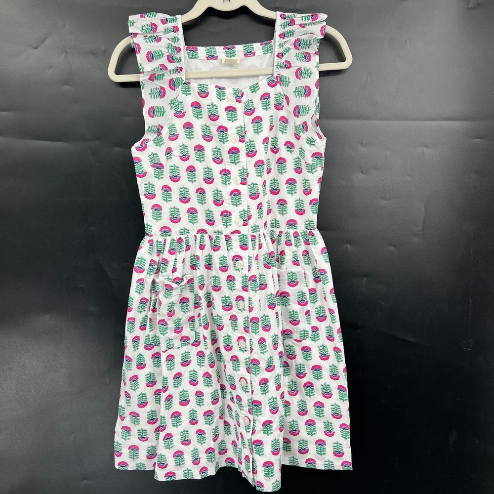 NEW J.CREW crewcuts Girls' button-front block-print dress floral Scandinavian 14